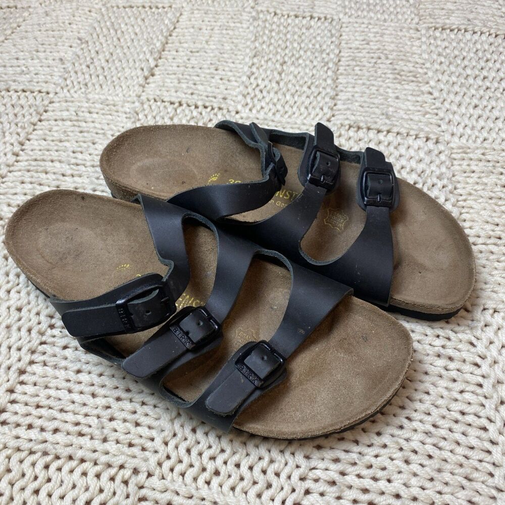 Birkenstock Papillio Florida Platform Sandals Women 39 US 8-8.5 Black 3 Strap